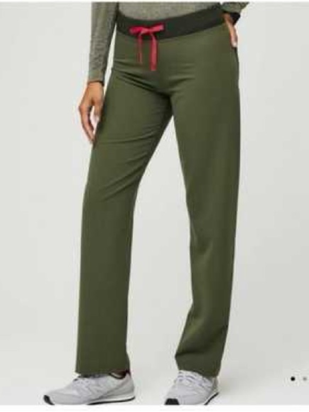Figs Dark Olive Livingston Pant, Hot pink drawstring